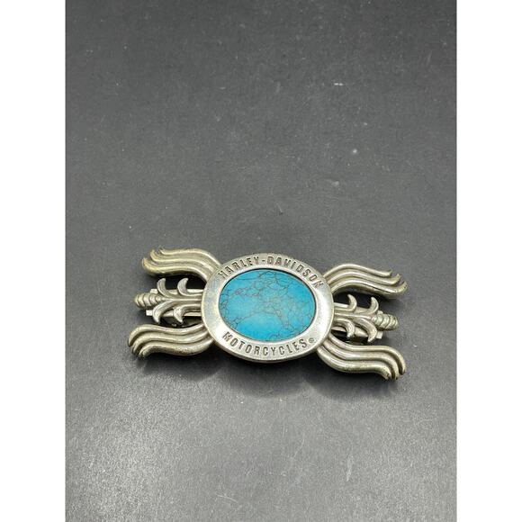 Vintage Harley Davidson Women’s Turquoise Silver Metal Hair Clip Barrette main image 6